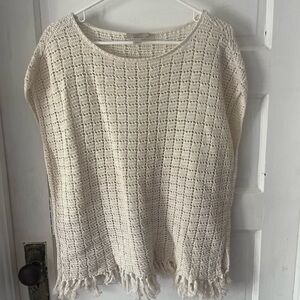 The Loft Fringe sleeveless loft top- ivory